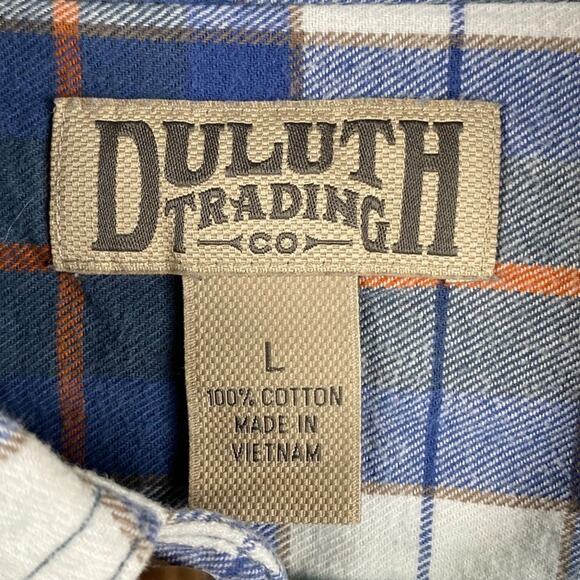 Duluth Trading Co Flannel Shirt Men's Large Blue Plaid Causal Outdoors Hiking - Picture 3 of 7